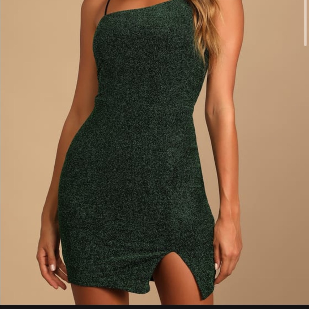 NWT Lulu's Green Bodycon Mini Dress with Halter Neckline